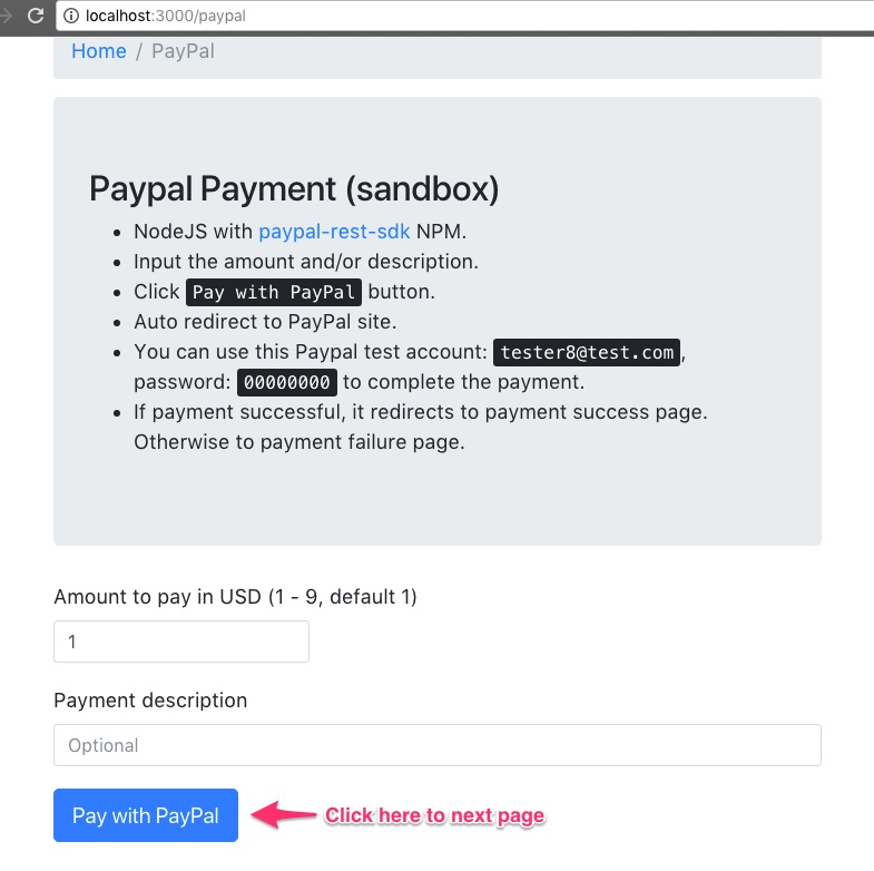 Paypal npm create payment online
